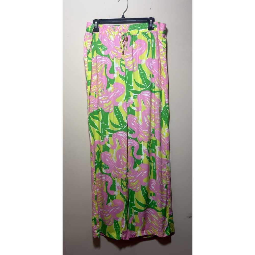 Lilly Pulitzer Target Swan Tropical Pants Sz Large Multicolor Palazzo